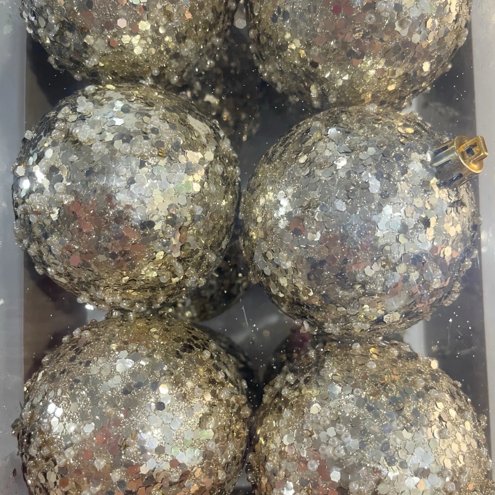 16 Cupcakes and Cashmere Shatterproof Gold Glitter Sparkle Christmas Ornaments - Trendiez U ♥