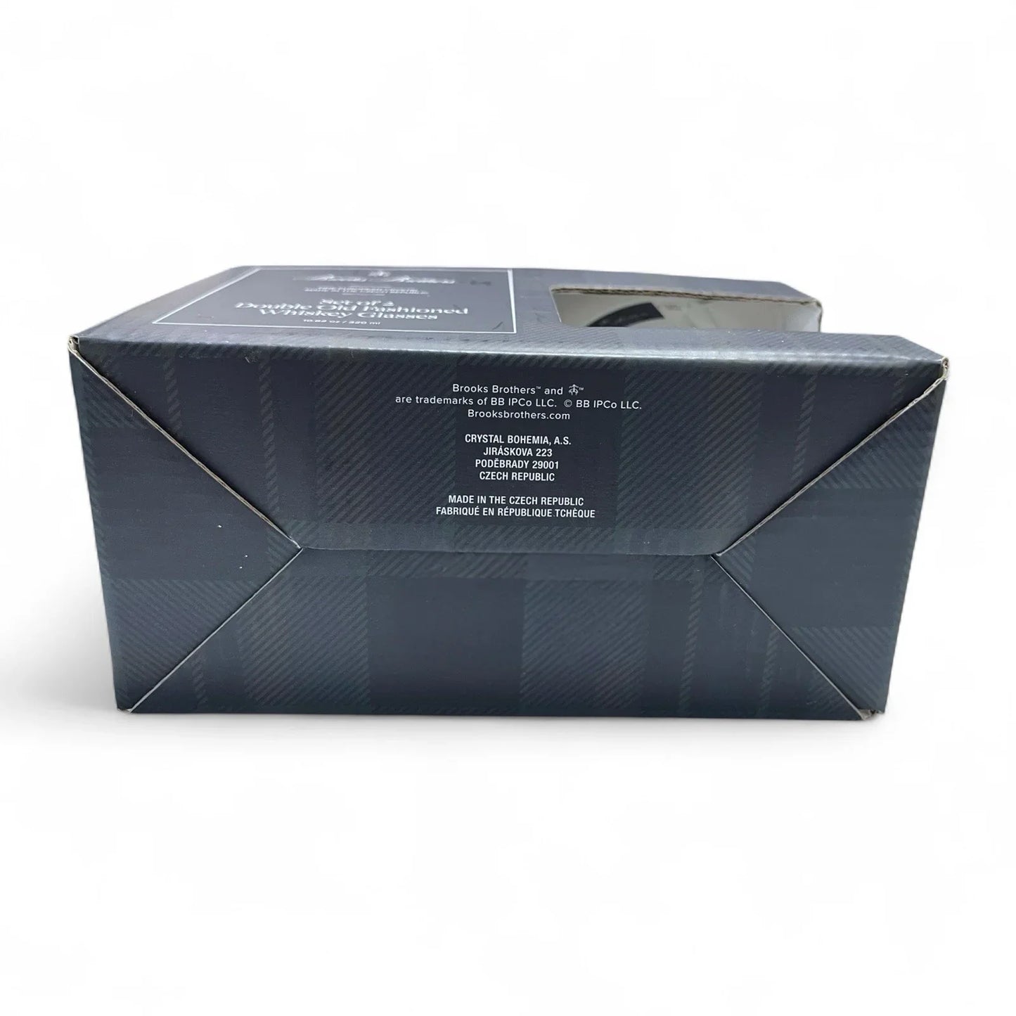 (2) BROOKS BROTHERS Crystal Double Old Fashioned Whiskey/ Rocks Glasses (Plaid) - Trendiez U ♥