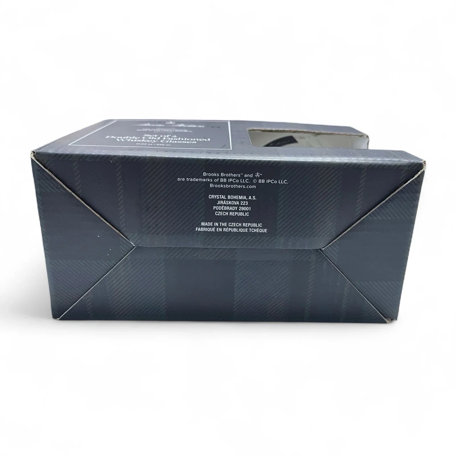 (2) BROOKS BROTHERS Crystal Double Old Fashioned Whiskey/ Rocks Glasses (Plaid) - Trendiez U ♥