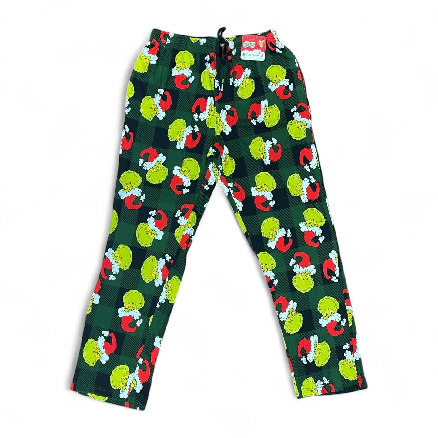 The Grinch Men’s Christmas Pajama Pants – 100% Cotton Medium Buffalo Plaid