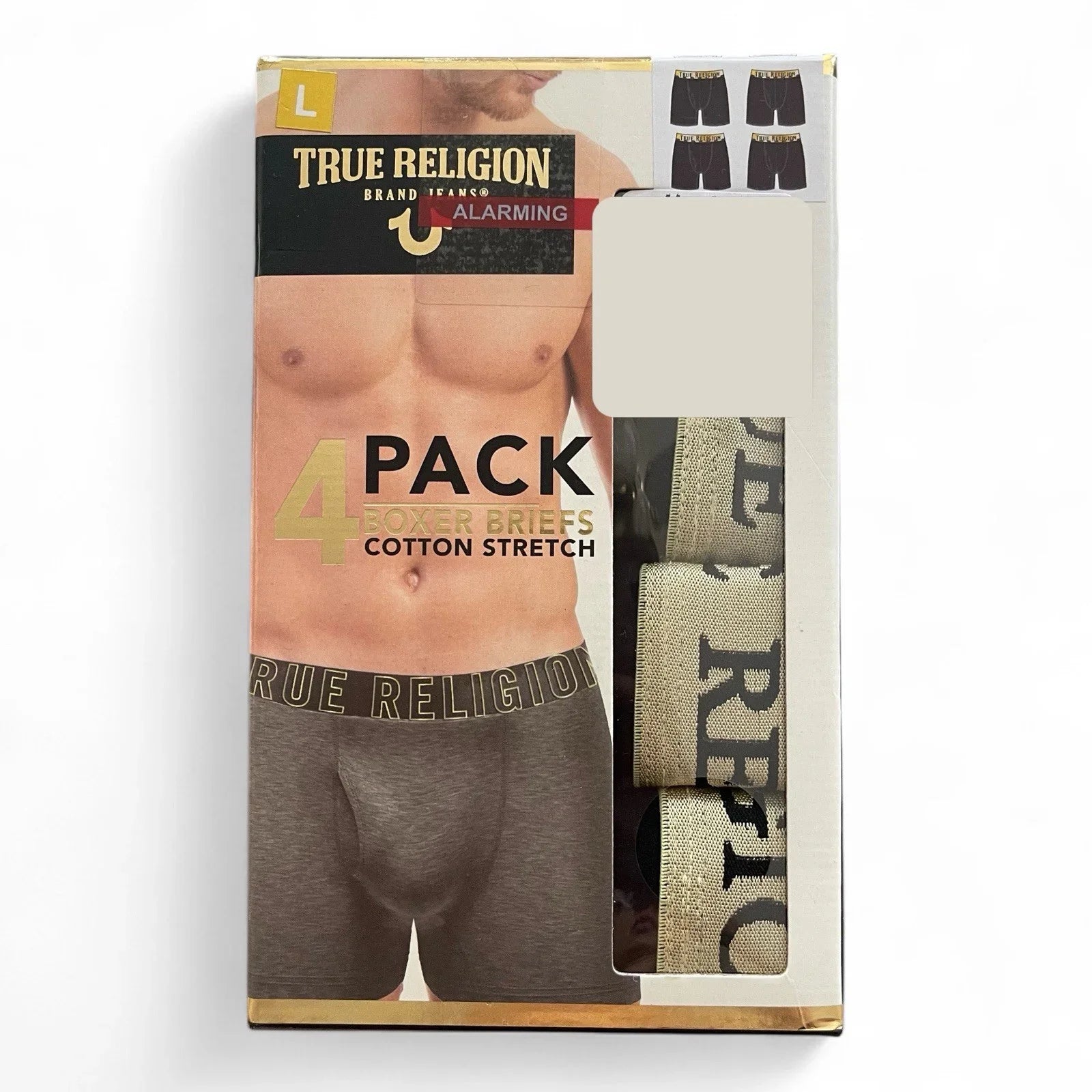 4 Pack True Religion Cotton Stretch Boxer Briefs Size L Back Comfort Waistband - Trendiez U ♥