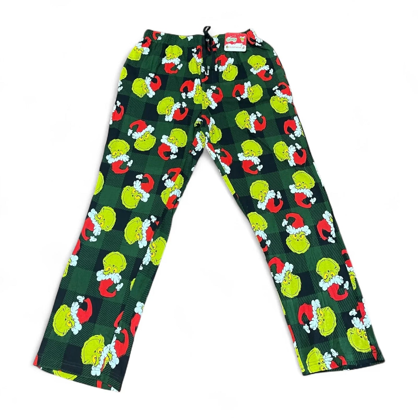 The Grinch Men’s Christmas Pajama Pants – 100% Cotton Medium Buffalo Plaid