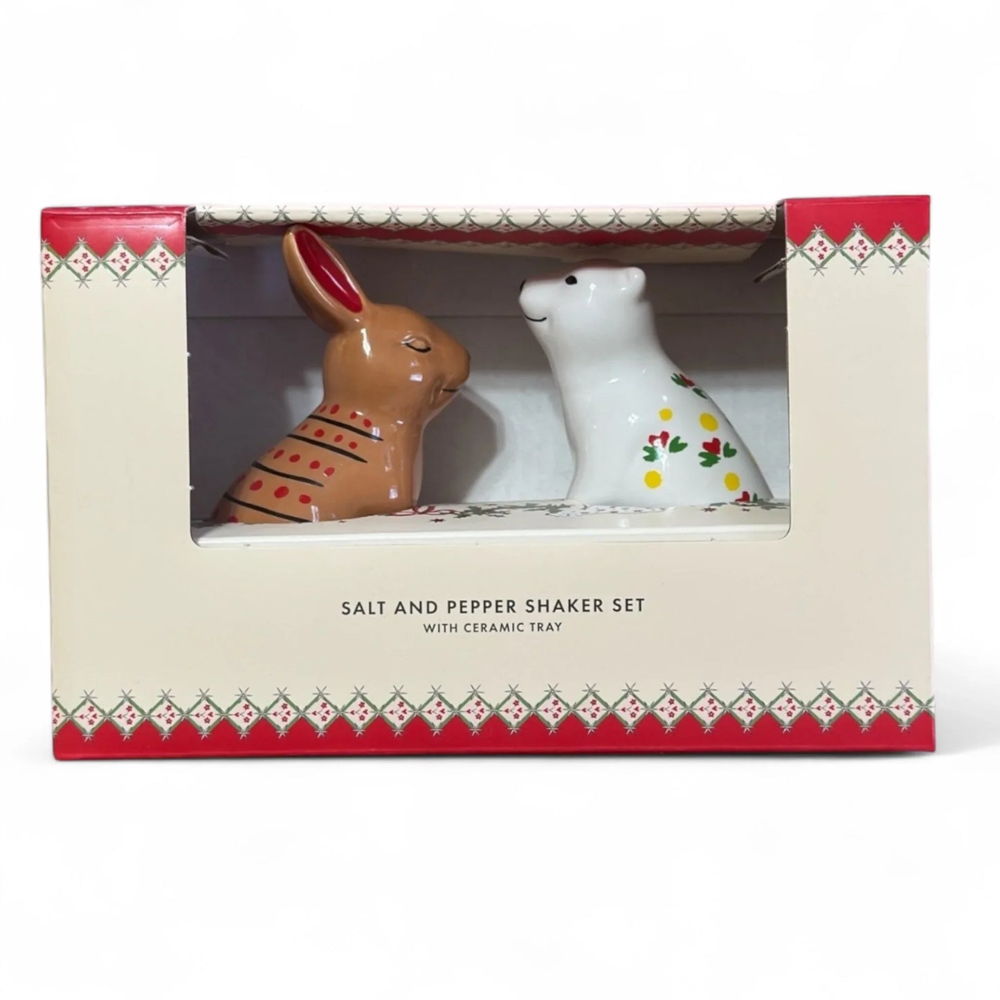 Cath Kidston Easter Salt & Pepper Shakers – Ceramic Bear & Rabbit Boxed Set