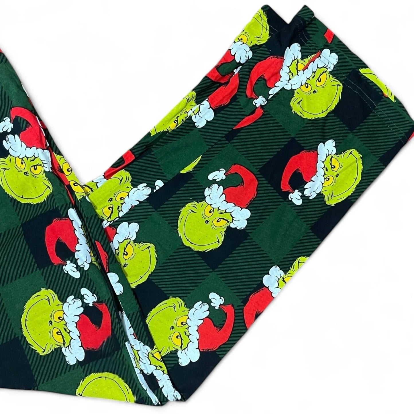 The Grinch Men’s Christmas Pajama Pants – 100% Cotton Medium Buffalo Plaid