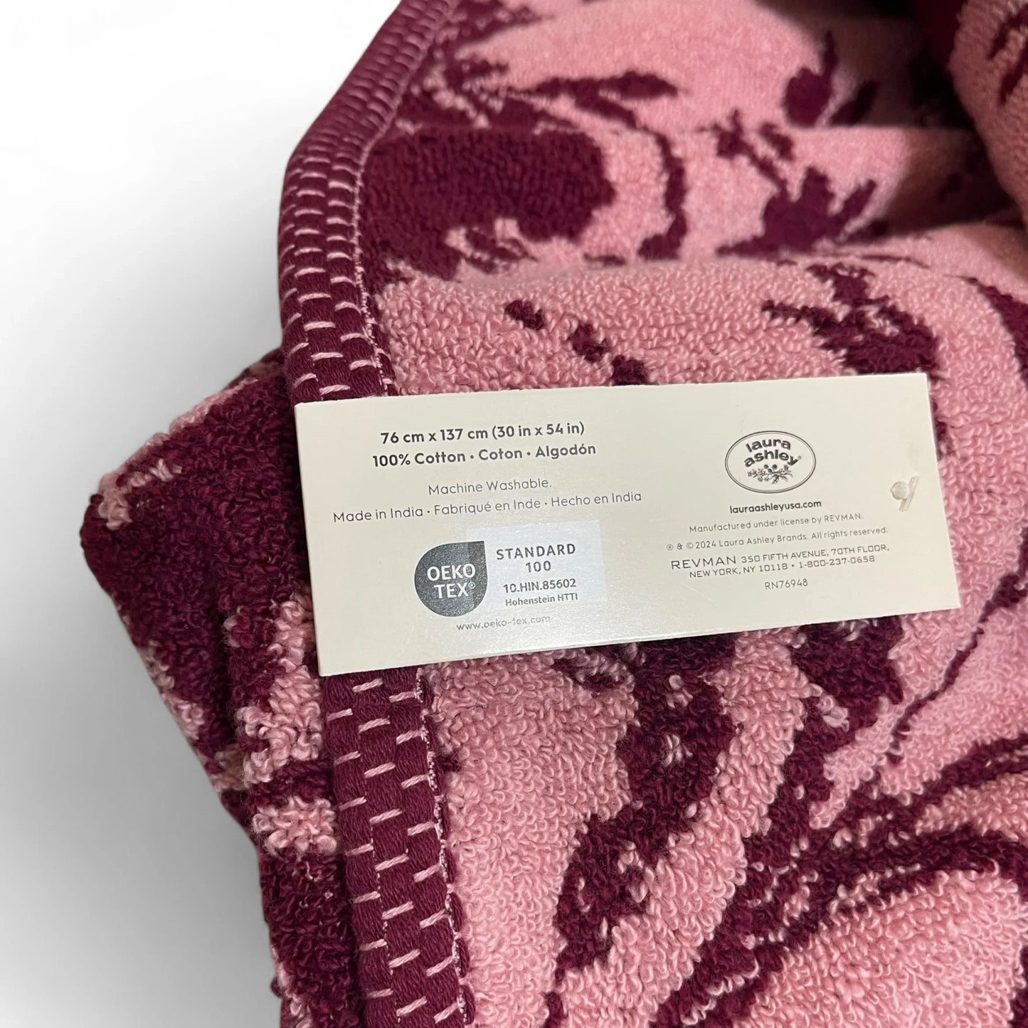 Laura Ashley Cottagecore Farmhouse 6-Piece Floral Towel Set – Burgundy & Pink