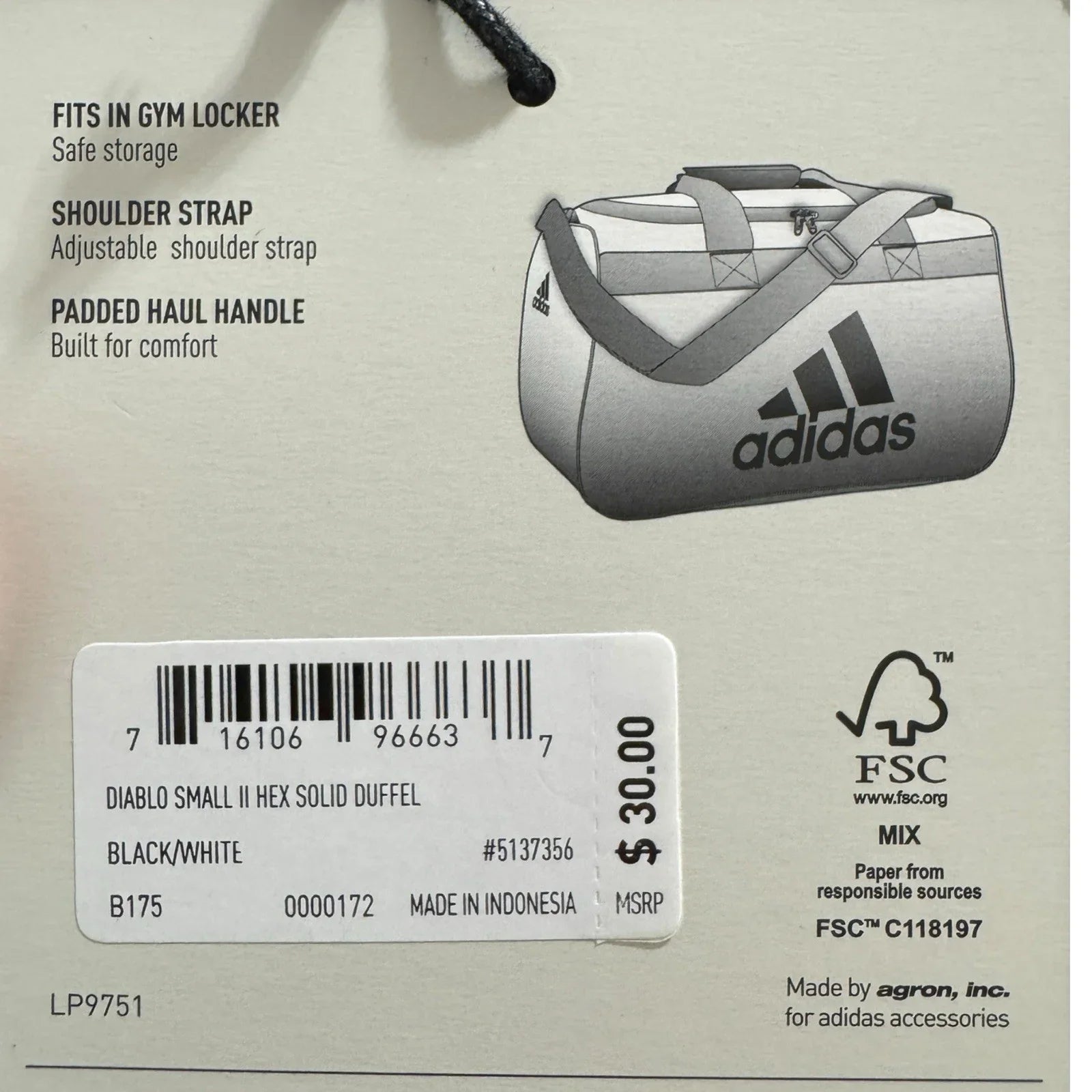 Adidas Diablo II Small Duffel Bag Black Gym Travel Shoulder School Sports Team - Trendiez U ♥