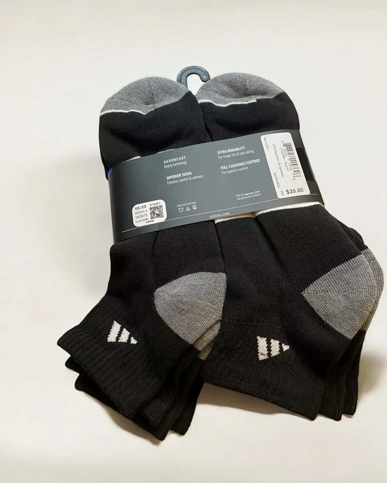 Adidas Men’s Performance Aeroready Socks – 6-Pack Quarter Cut, Size 6-12 - Trendiez U ♥