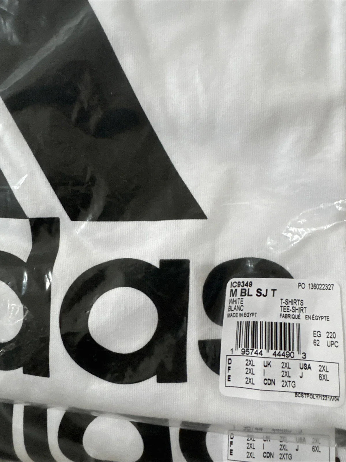 Adidas Men Tshirt Essentials Single Jersey Big Logo Tee 2XL White/Black Athletic - Trendiez U ♥