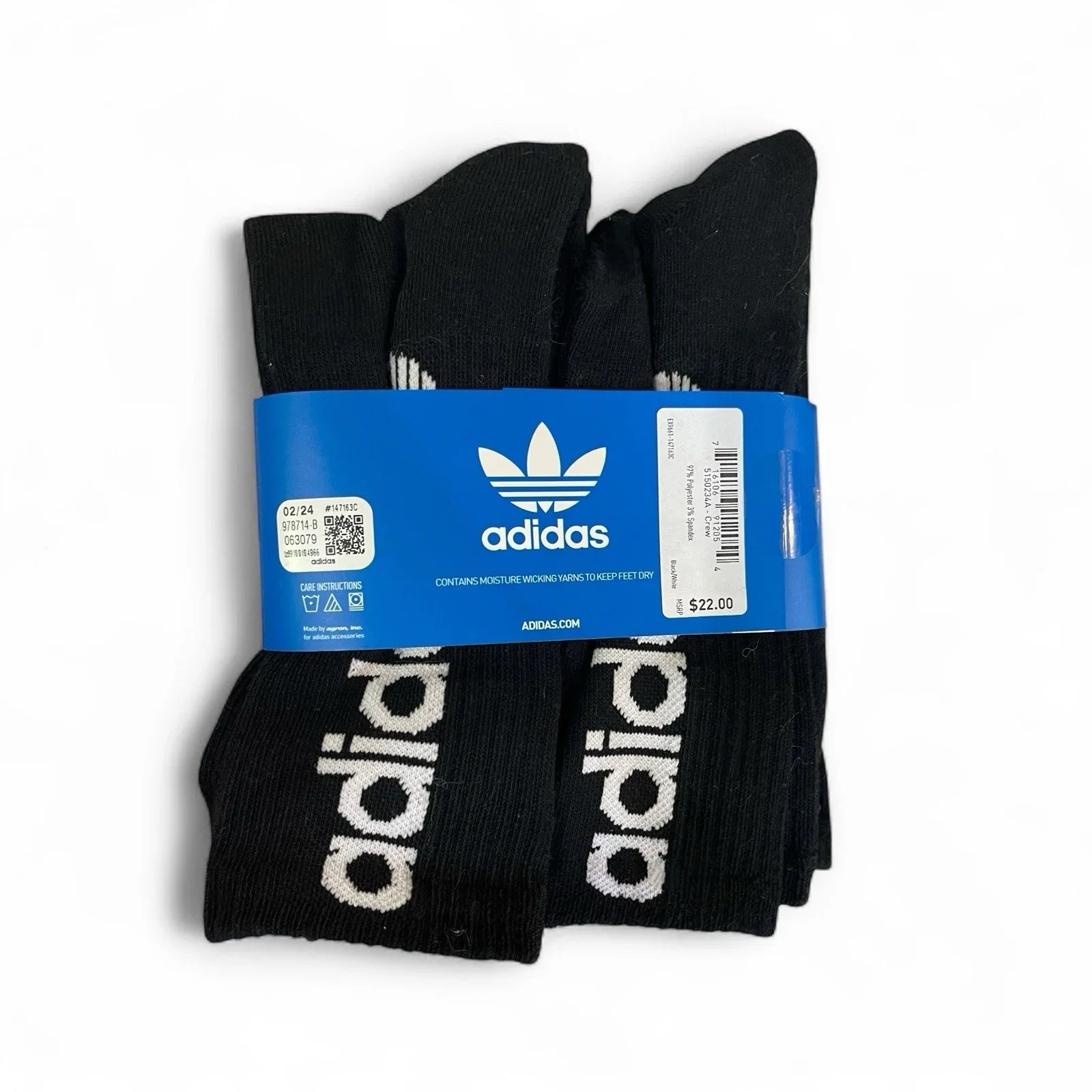 Adidas Originals Men’s Crew Socks – 6-Pair Pack, Black & White, Size 6-12 - Trendiez U ♥