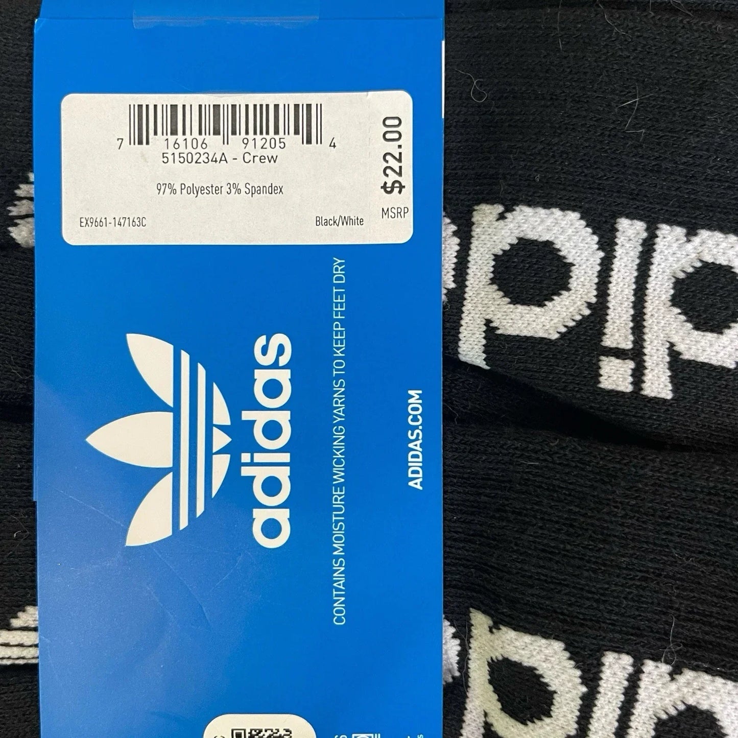 Adidas Originals Men’s Crew Socks – 6-Pair Pack, Black & White, Size 6-12 - Trendiez U ♥