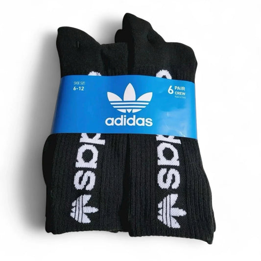 Adidas Originals Men’s Crew Socks – 6-Pair Pack, Black & White, Size 6-12 - Trendiez U ♥