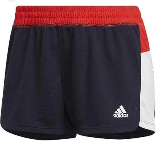 Adidas Women Pacer All Gym Seasonal Rib High-Rise Tonal Color block Shorts Small - Trendiez U ♥