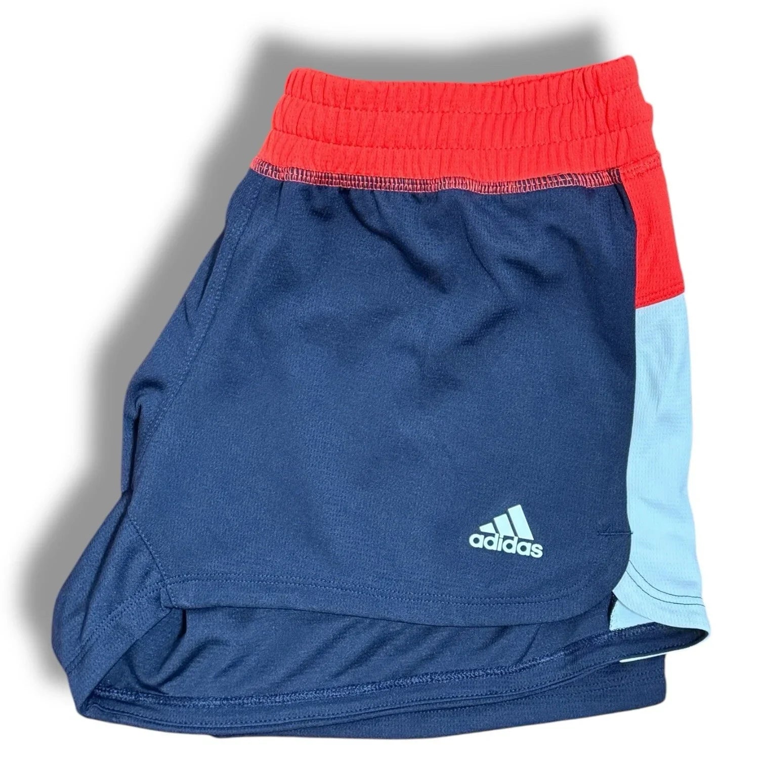 Adidas Women Pacer All Gym Seasonal Rib High-Rise Tonal Color block Shorts Small - Trendiez U ♥