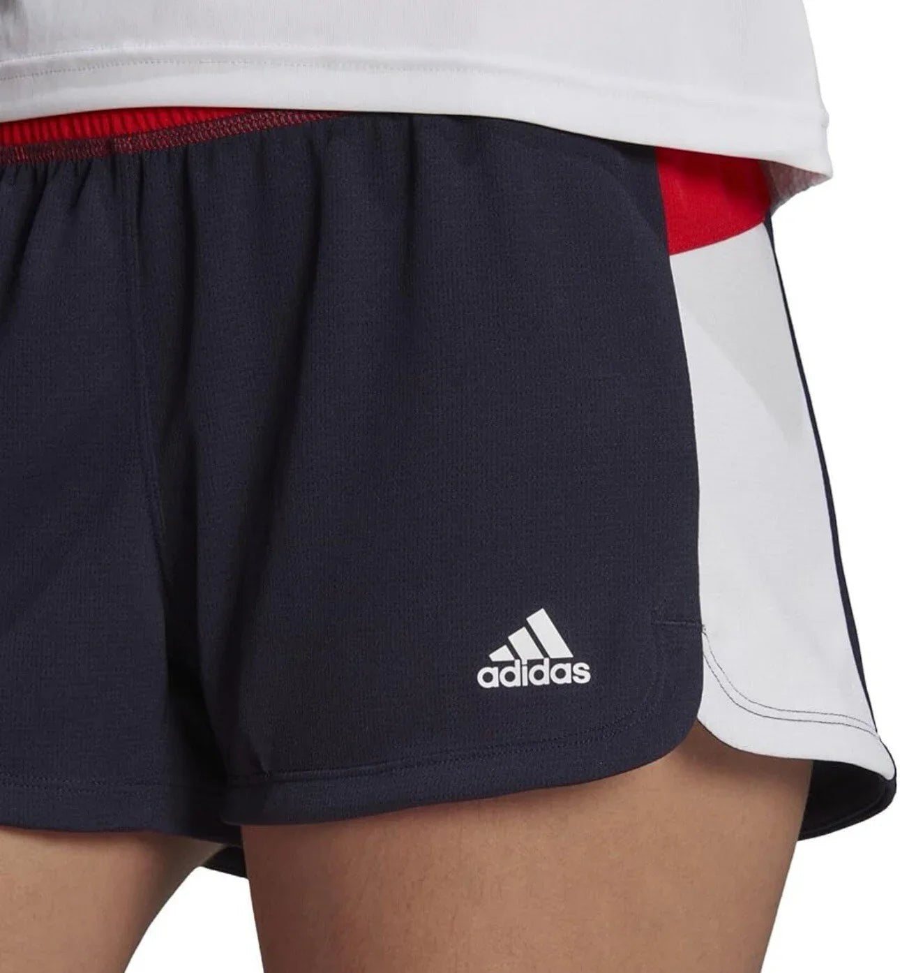 Adidas Women Pacer All Gym Seasonal Rib High-Rise Tonal Color block Shorts Small - Trendiez U ♥