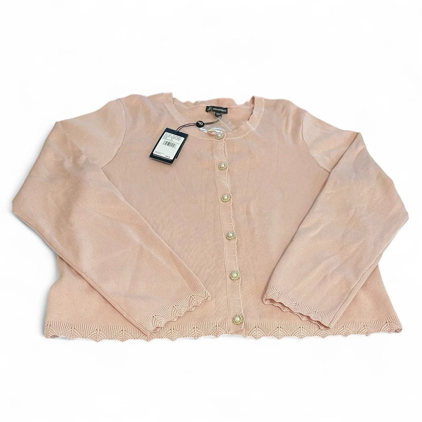 Adrianna Papell Crocheted Embellished Cardigan Size XL Pink Viscose - Trendiez U ♥