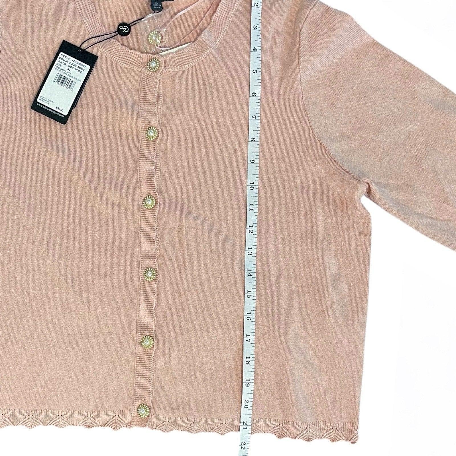 Adrianna Papell Crocheted Embellished Cardigan Size XL Pink Viscose - Trendiez U ♥