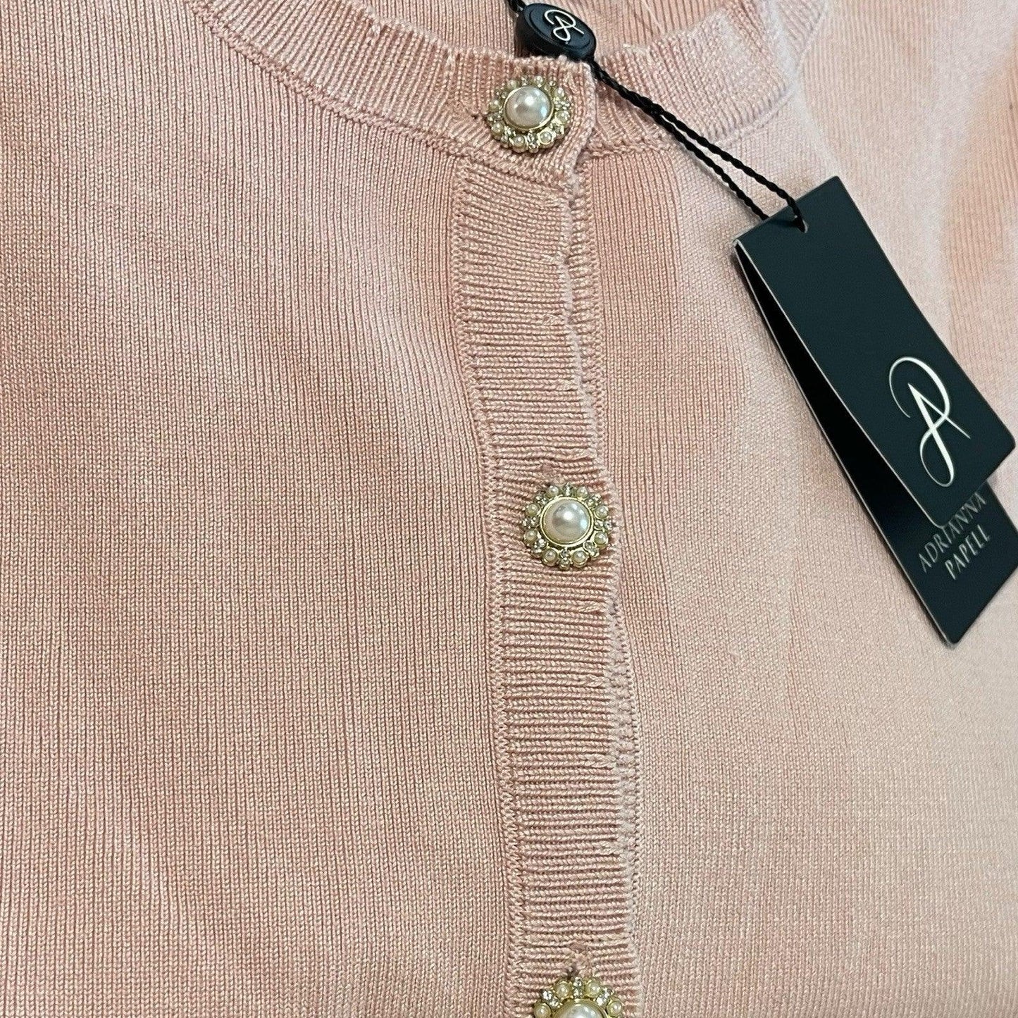 Adrianna Papell Crocheted Embellished Cardigan Size XL Pink Viscose - Trendiez U ♥