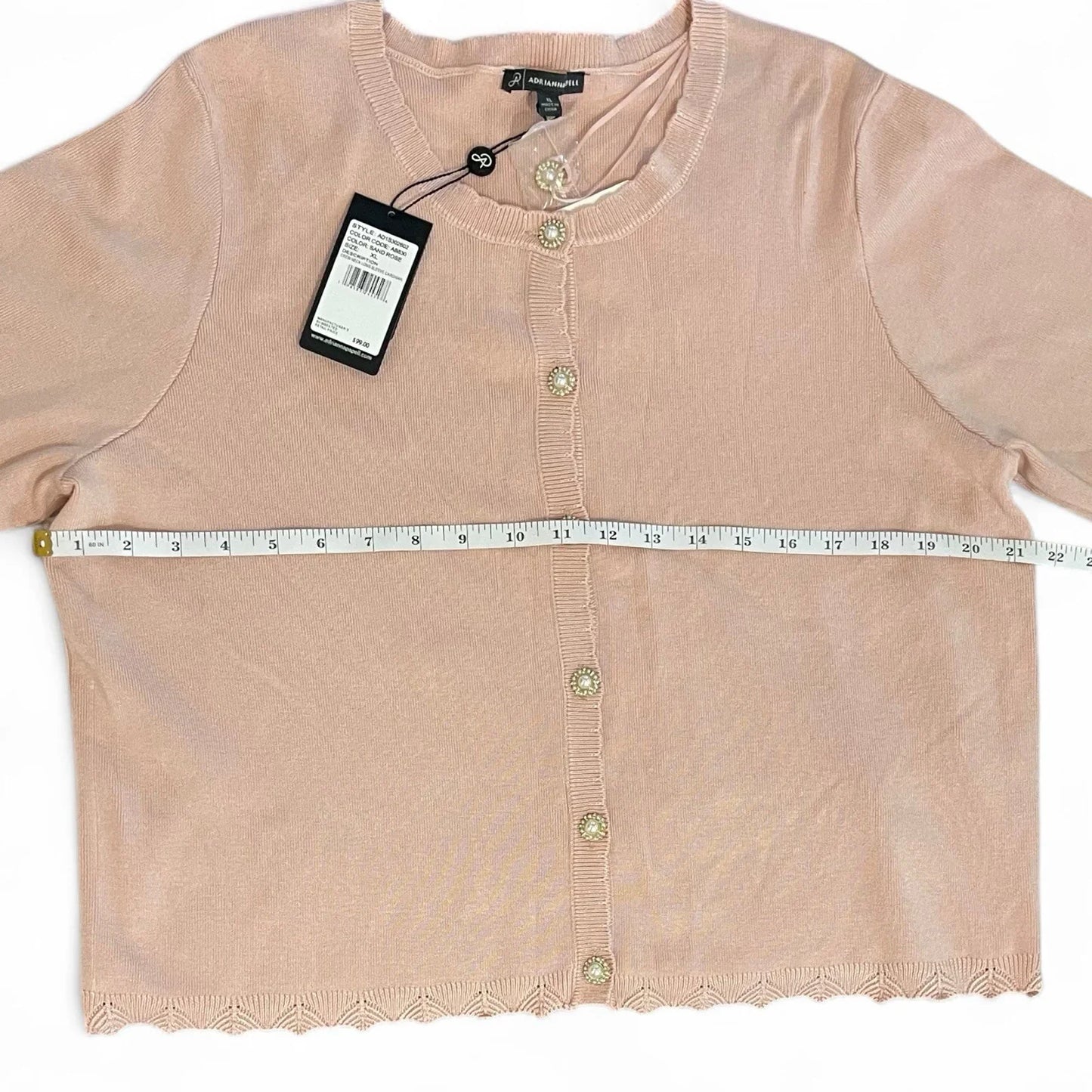 Adrianna Papell Crocheted Embellished Cardigan Size XL Pink Viscose - Trendiez U ♥