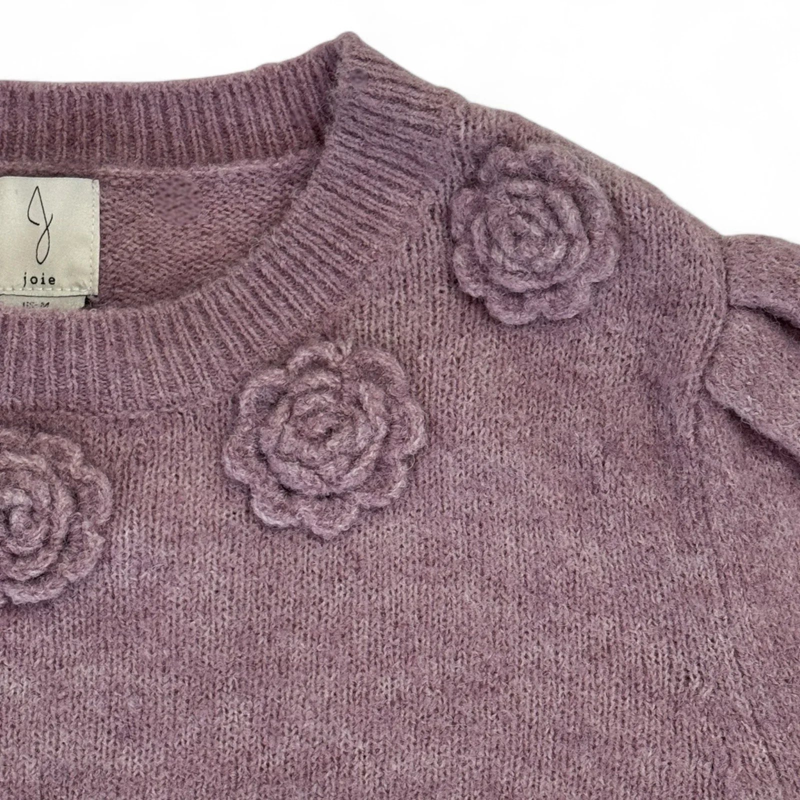 Anthropologie Joie Women’s Sweater – Purple Floral Appliqué, Medium - Trendiez U ♥
