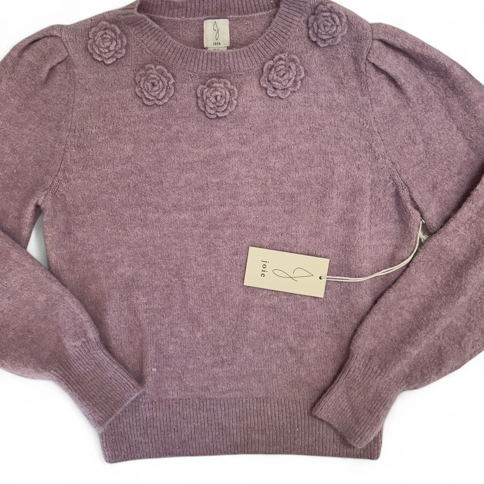 Anthropologie Joie Women’s Sweater – Purple Floral Appliqué, Medium - Trendiez U ♥