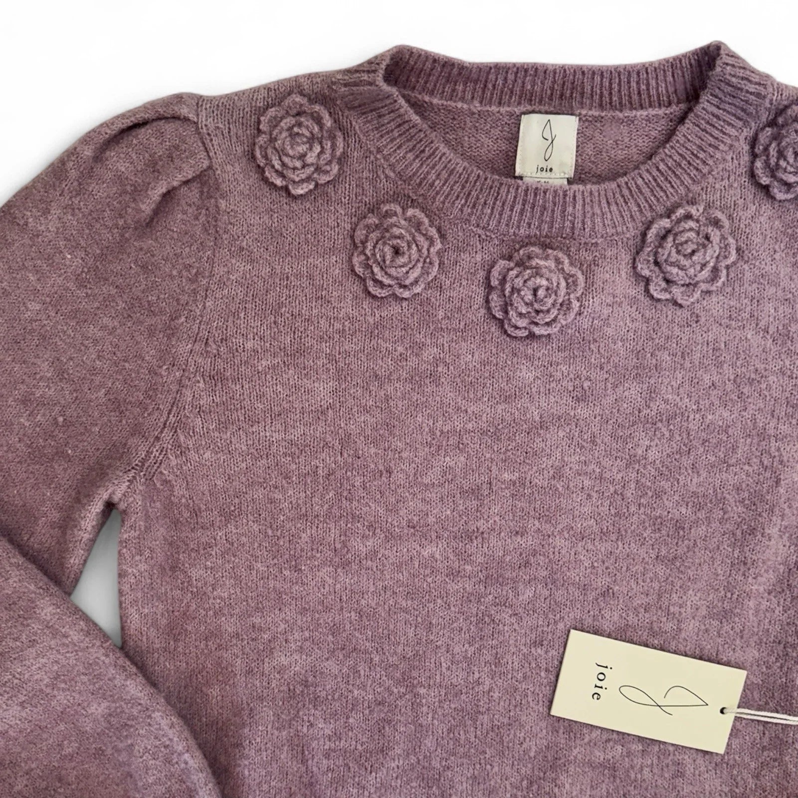 Anthropologie Joie Women’s Sweater – Purple Floral Appliqué, Medium - Trendiez U ♥