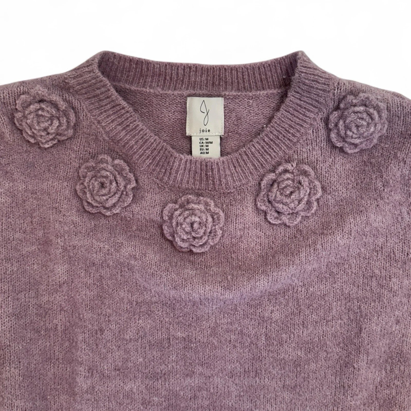 Anthropologie Joie Women’s Sweater – Purple Floral Appliqué, Medium - Trendiez U ♥