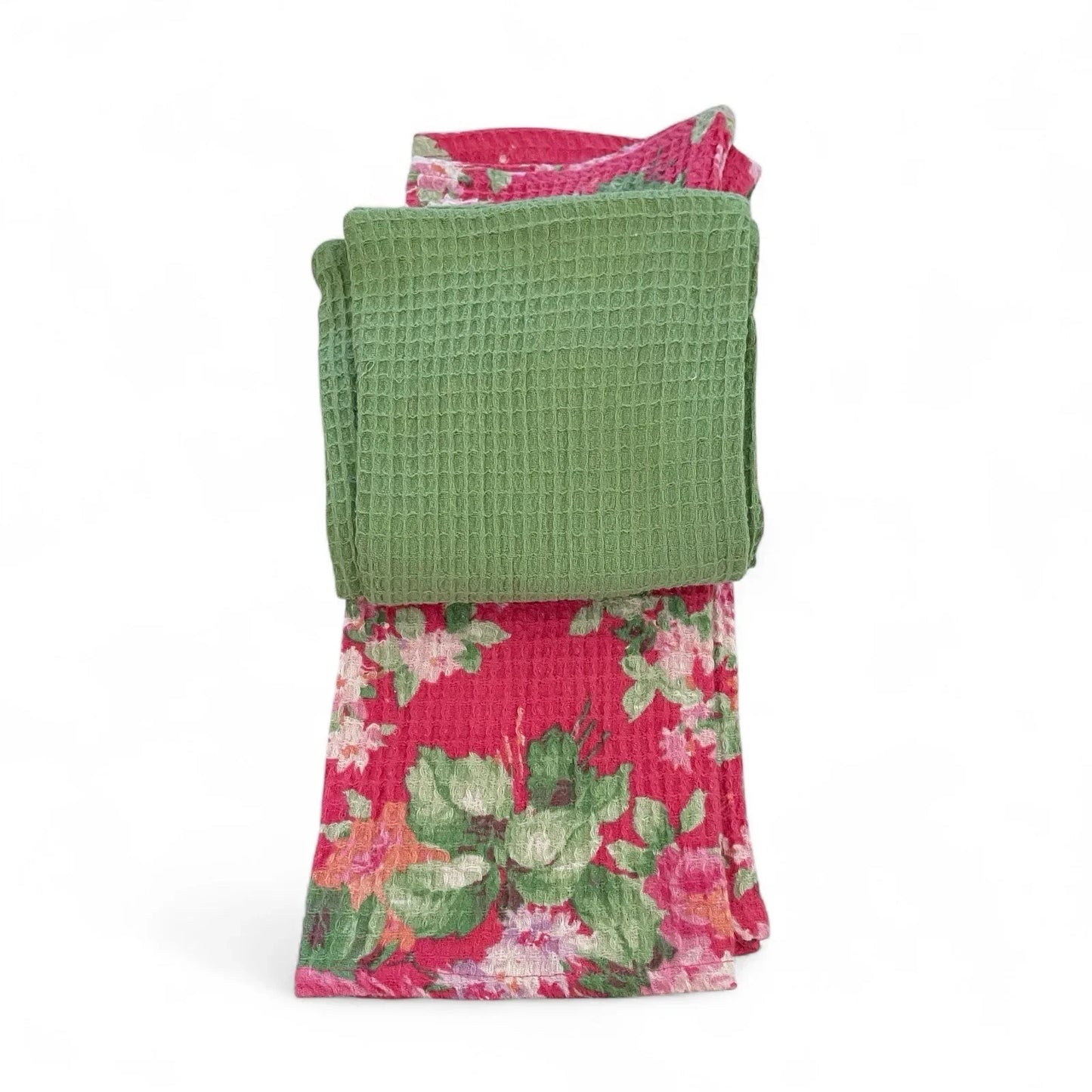 April Cornell Floral Waffle Weave Kitchen Dish Towels 100% Cotton Set of 3 - Trendiez U ♥