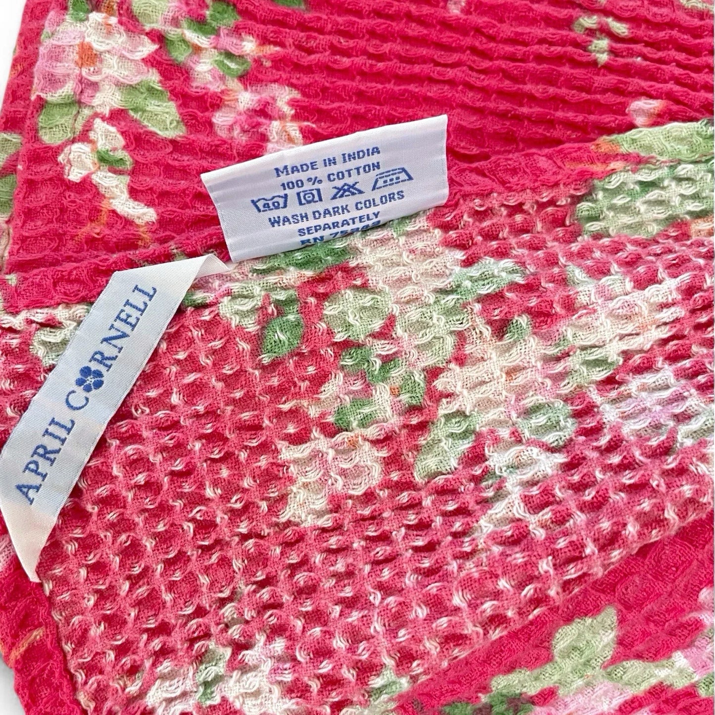 April Cornell Floral Waffle Weave Kitchen Dish Towels 100% Cotton Set of 3 - Trendiez U ♥