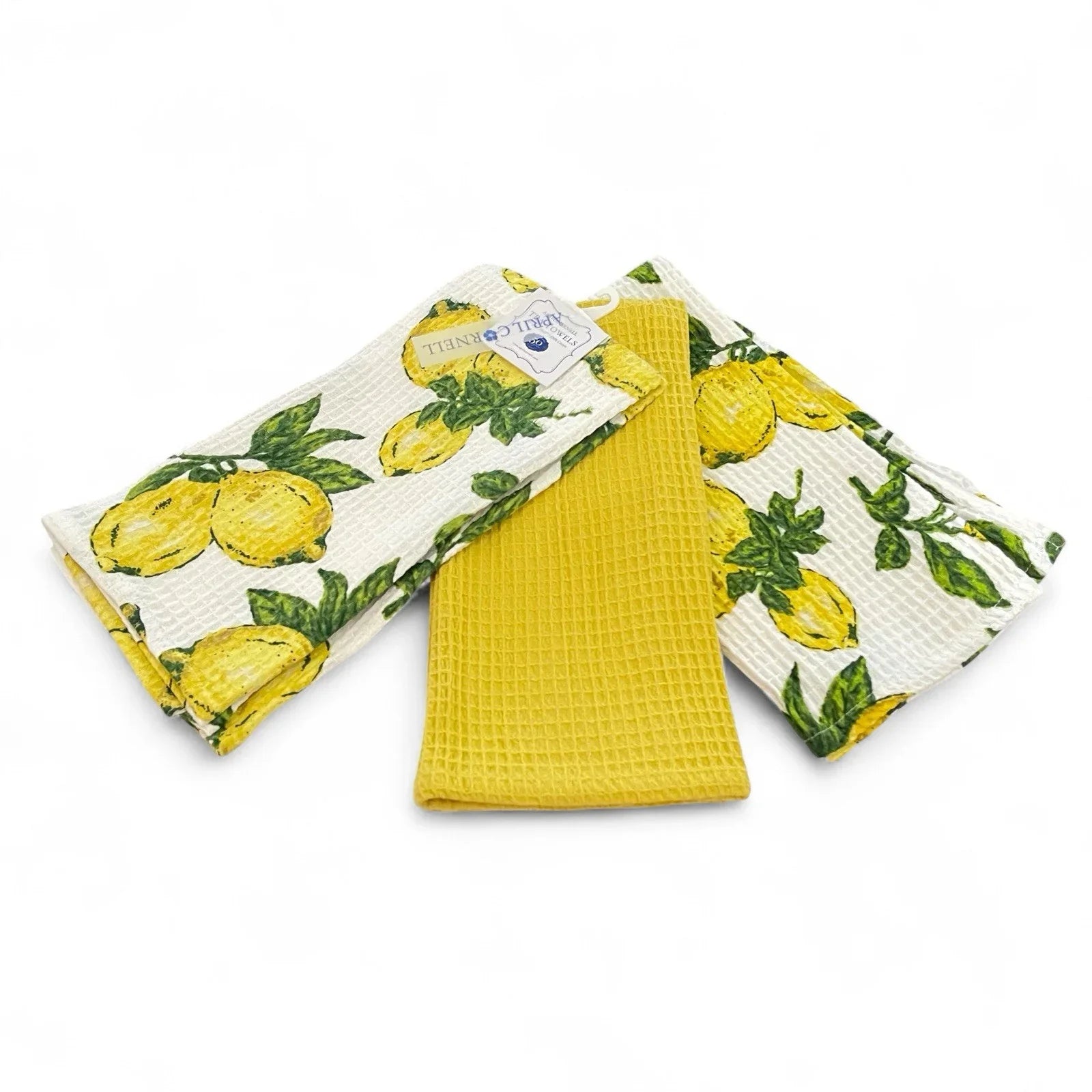 April Cornell Waffle Weave Lemons Kitchen Dish Towels - Trendiez U ♥