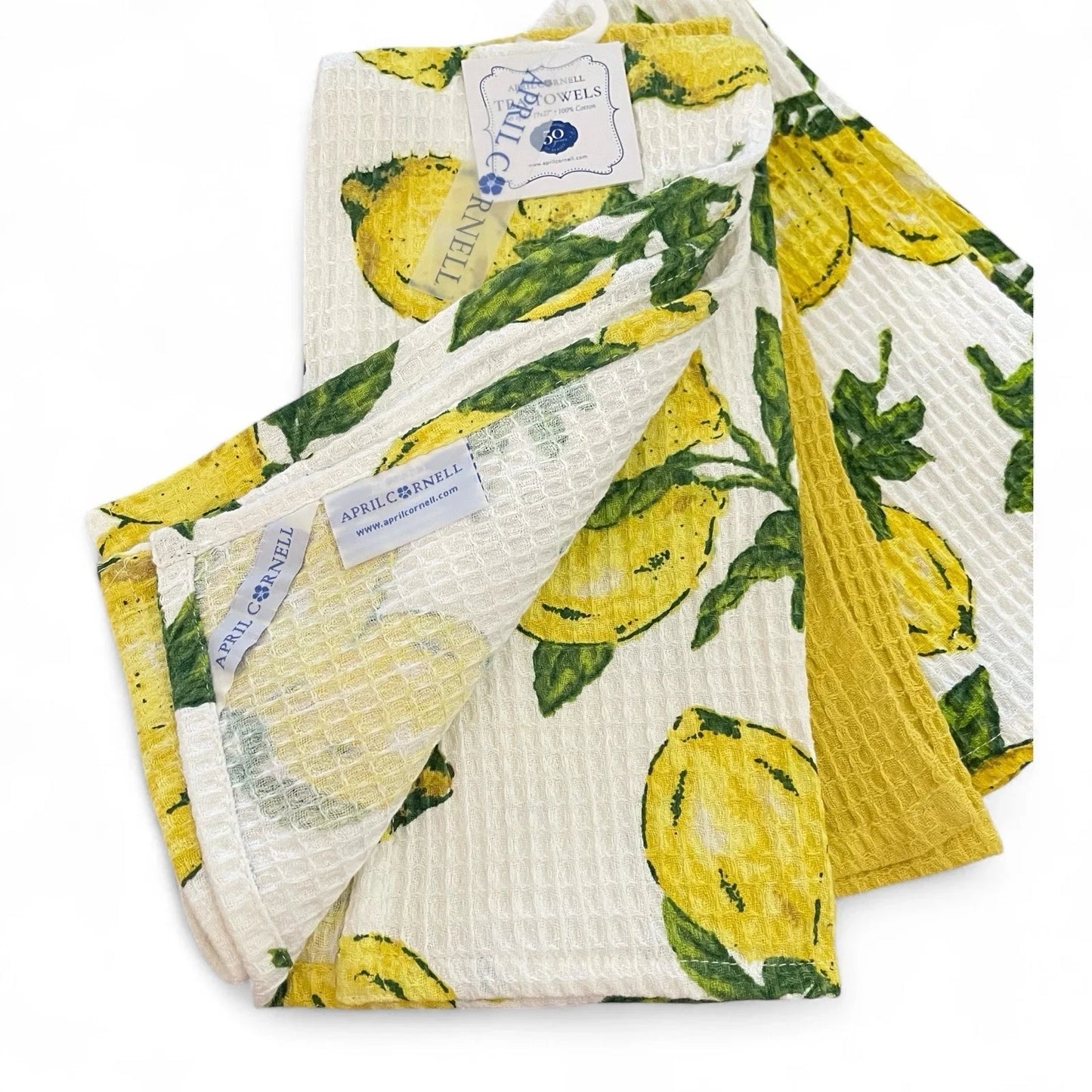 April Cornell Waffle Weave Lemons Kitchen Dish Towels - Trendiez U ♥