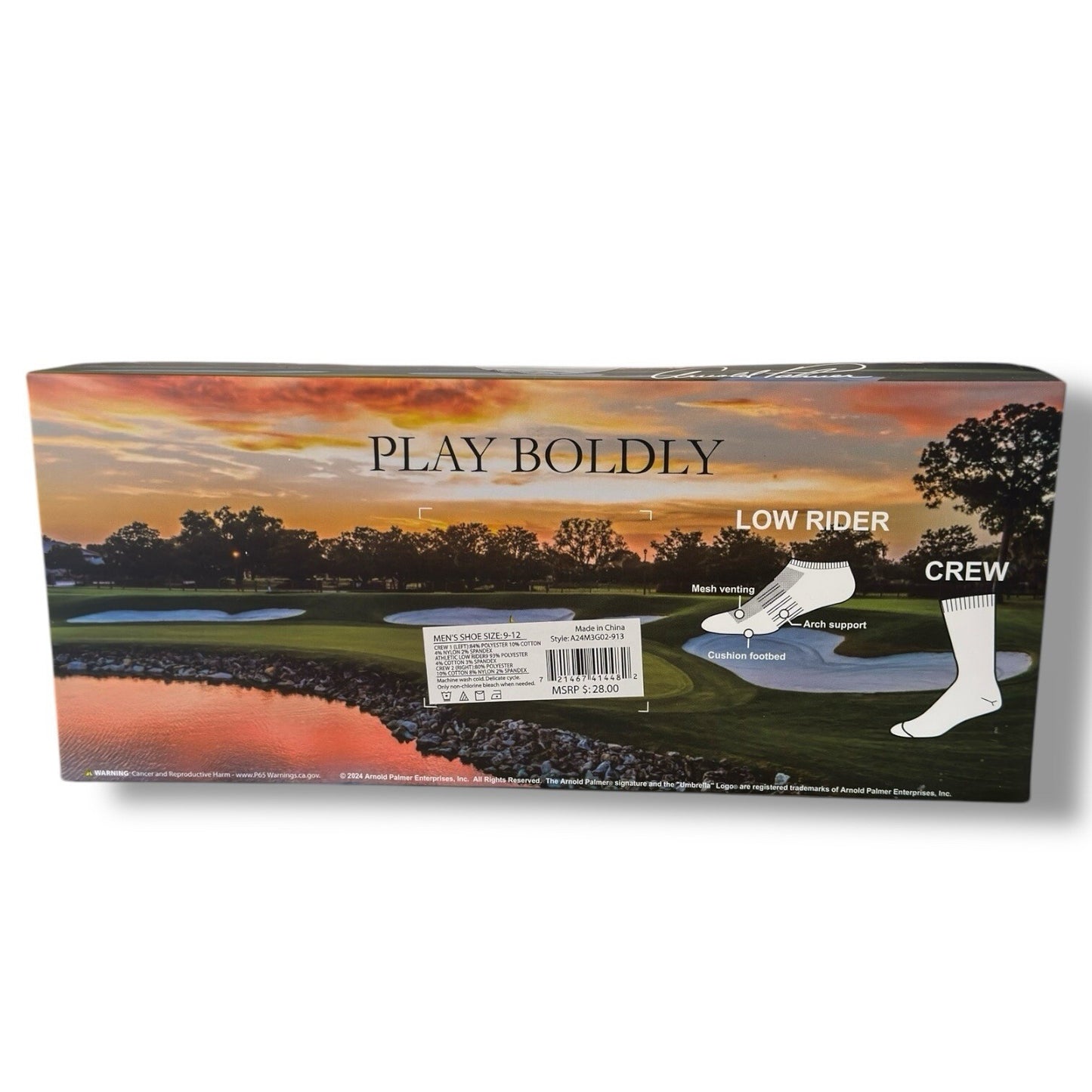 Arnold Palmer Mens Golf Socks Sz 9-12 White Gray Low Rider & Crew Socks Set 3Pk - Trendiez U ♥
