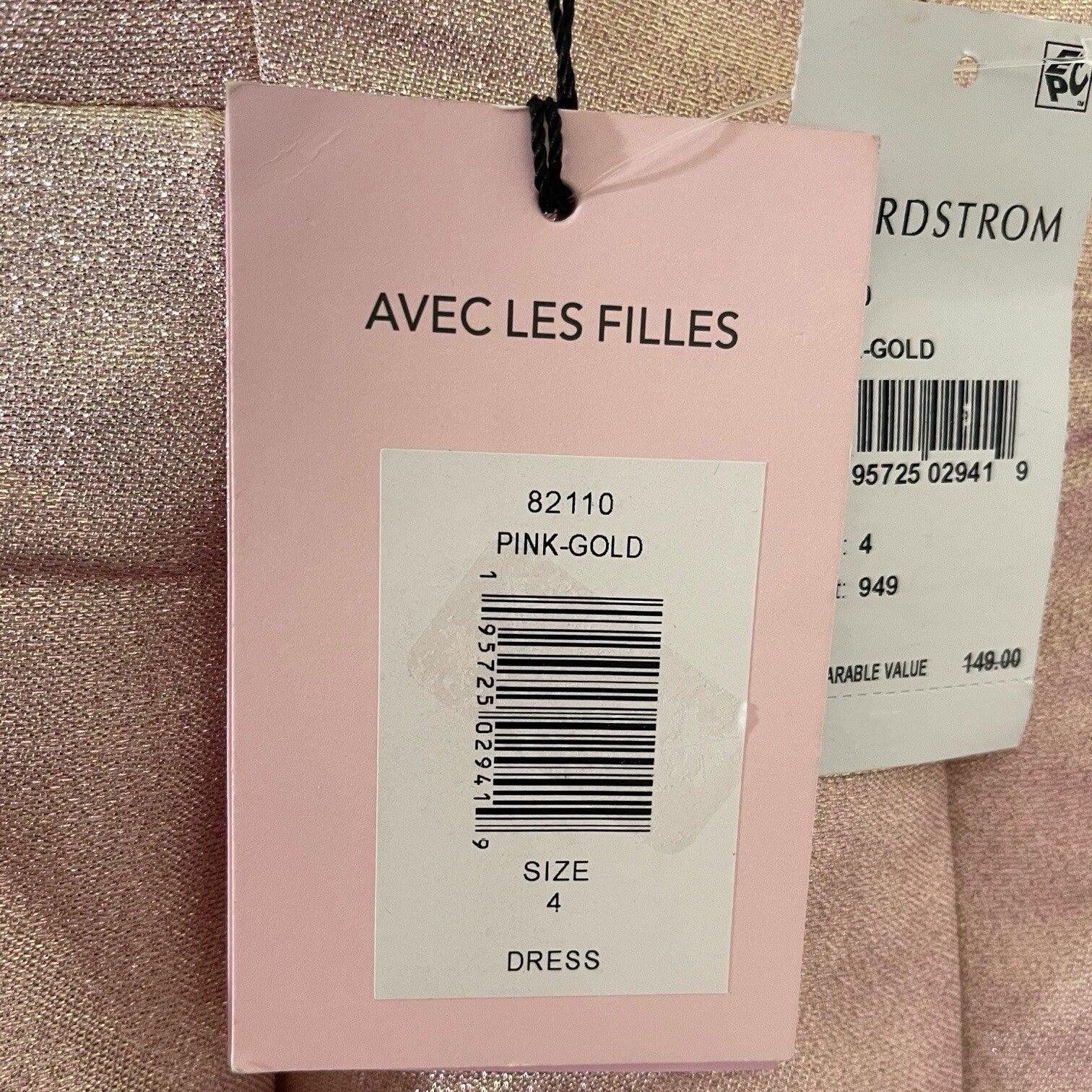 Avec Les Filles Pink Shimmer Fit & Flare Mini Dress Sz 4 Pleaded Cocktail Dress - Trendiez U ♥