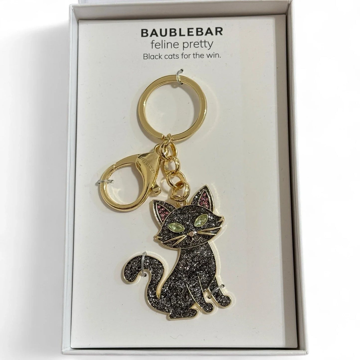 BaubleBar Black Cat Keychain – Glitter Bag Charm Accessory - Trendiez U ♥
