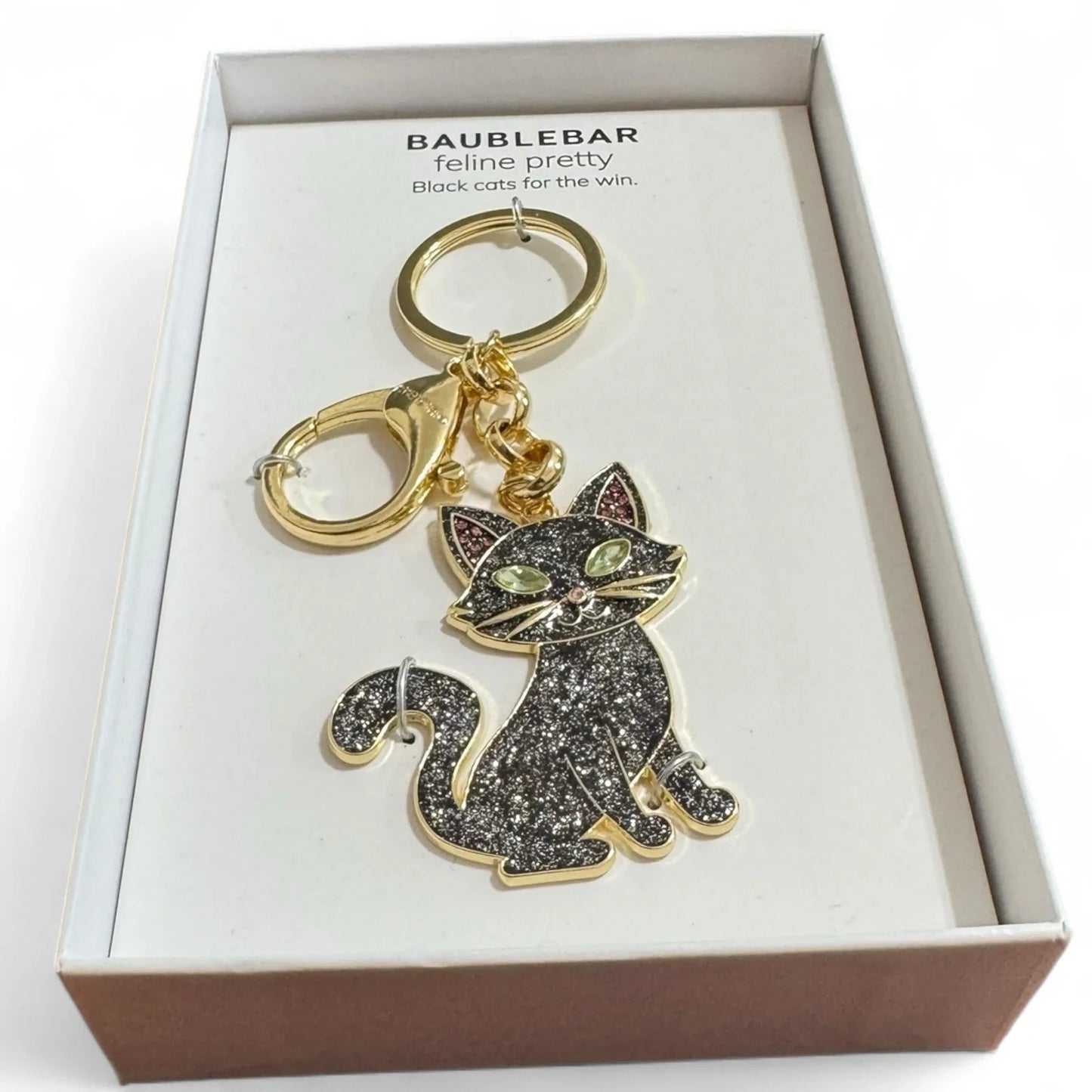BaubleBar Black Cat Keychain – Glitter Bag Charm Accessory - Trendiez U ♥