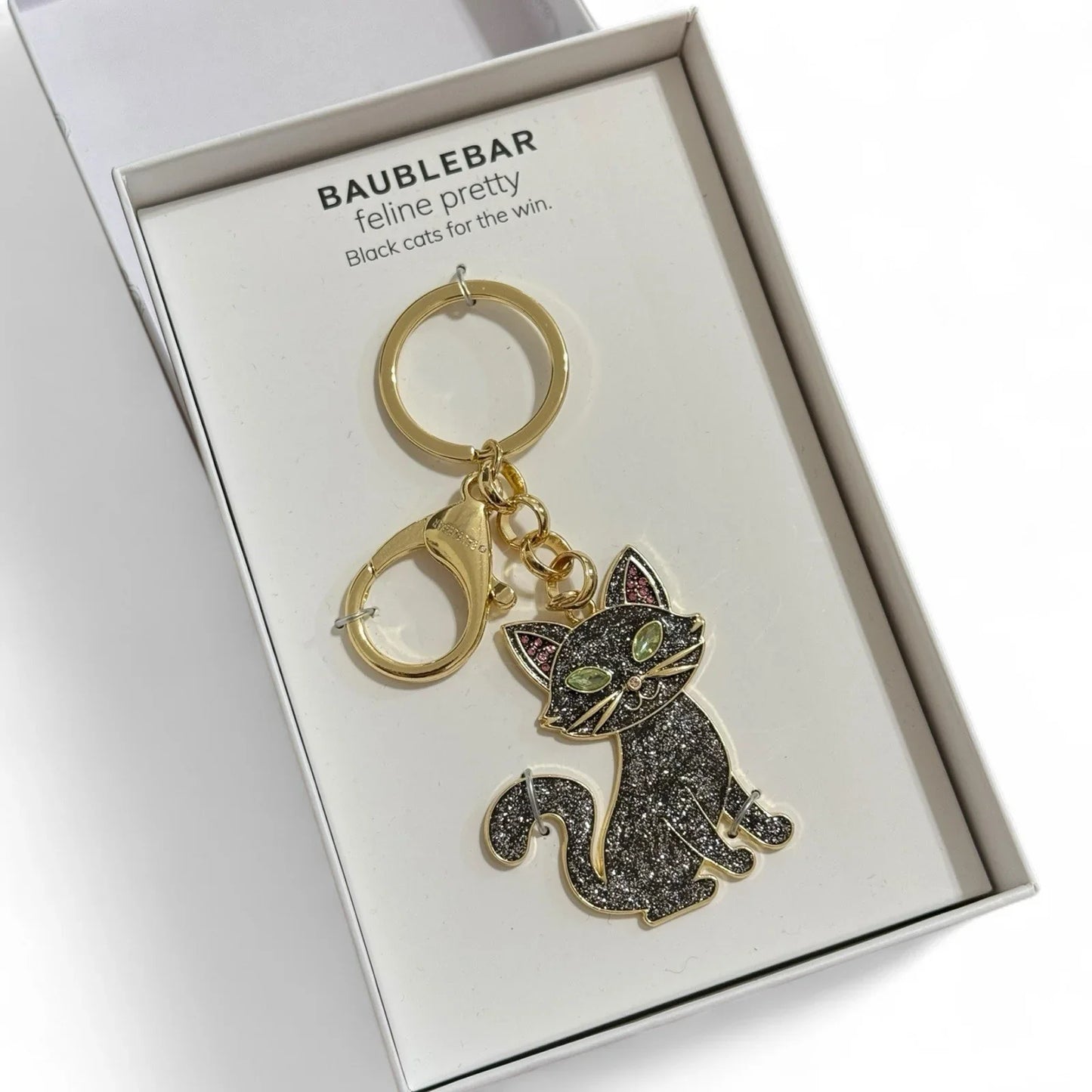 BaubleBar Black Cat Keychain – Glitter Bag Charm Accessory - Trendiez U ♥