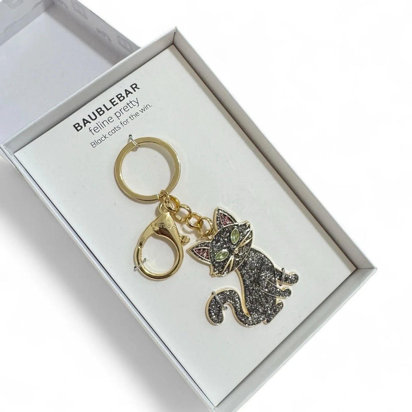 BaubleBar Black Cat Keychain – Glitter Bag Charm Accessory - Trendiez U ♥