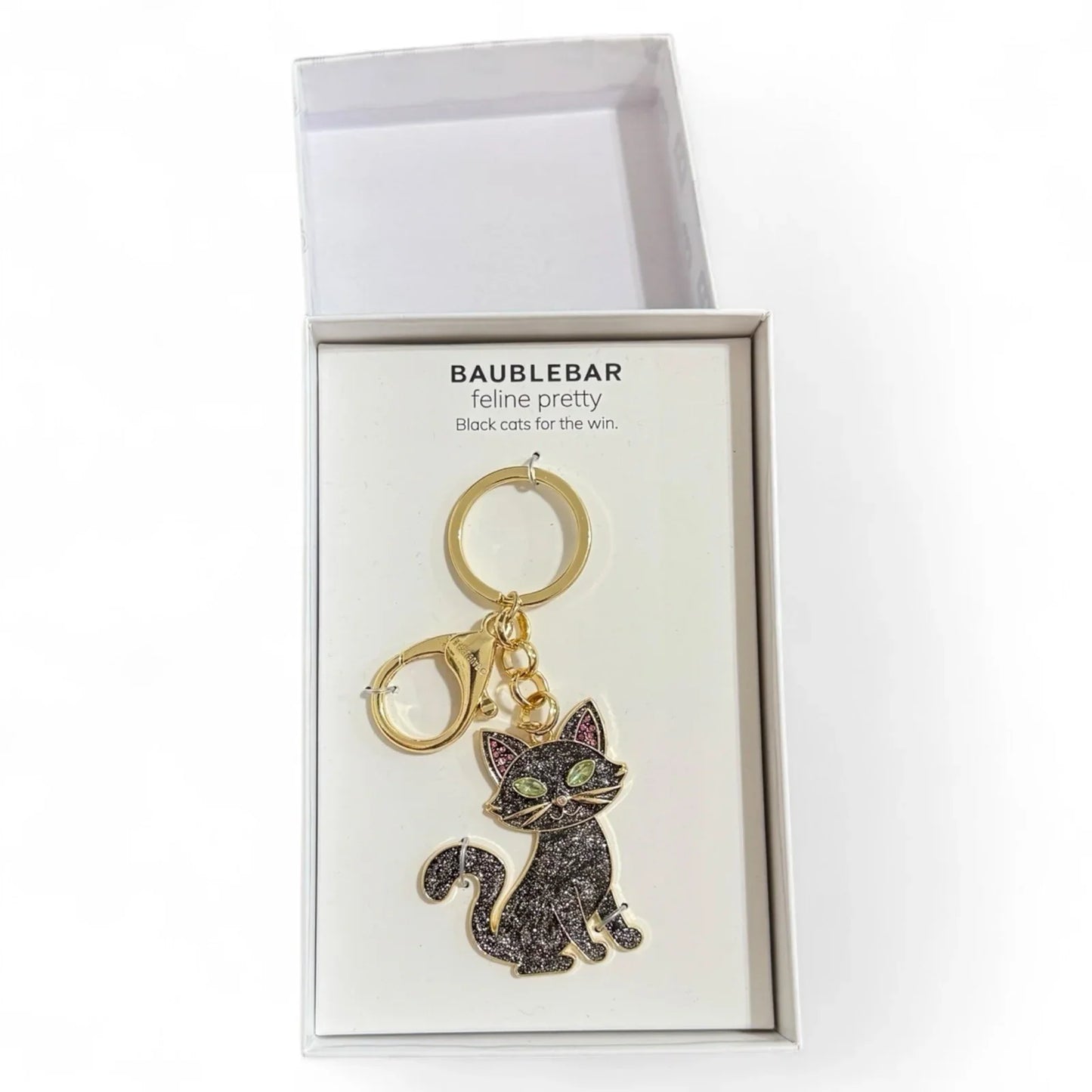 BaubleBar Black Cat Keychain – Glitter Bag Charm Accessory - Trendiez U ♥