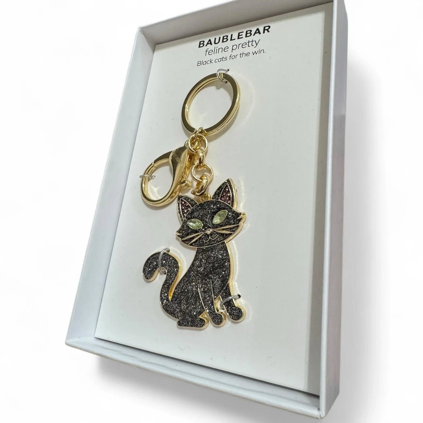 BaubleBar Black Cat Keychain – Glitter Bag Charm Accessory - Trendiez U ♥