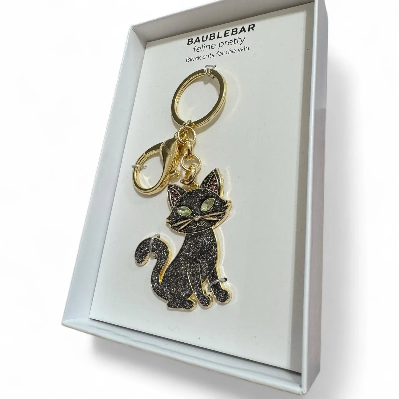 BaubleBar Black Cat Keychain – Glitter Bag Charm Accessory - Trendiez U ♥
