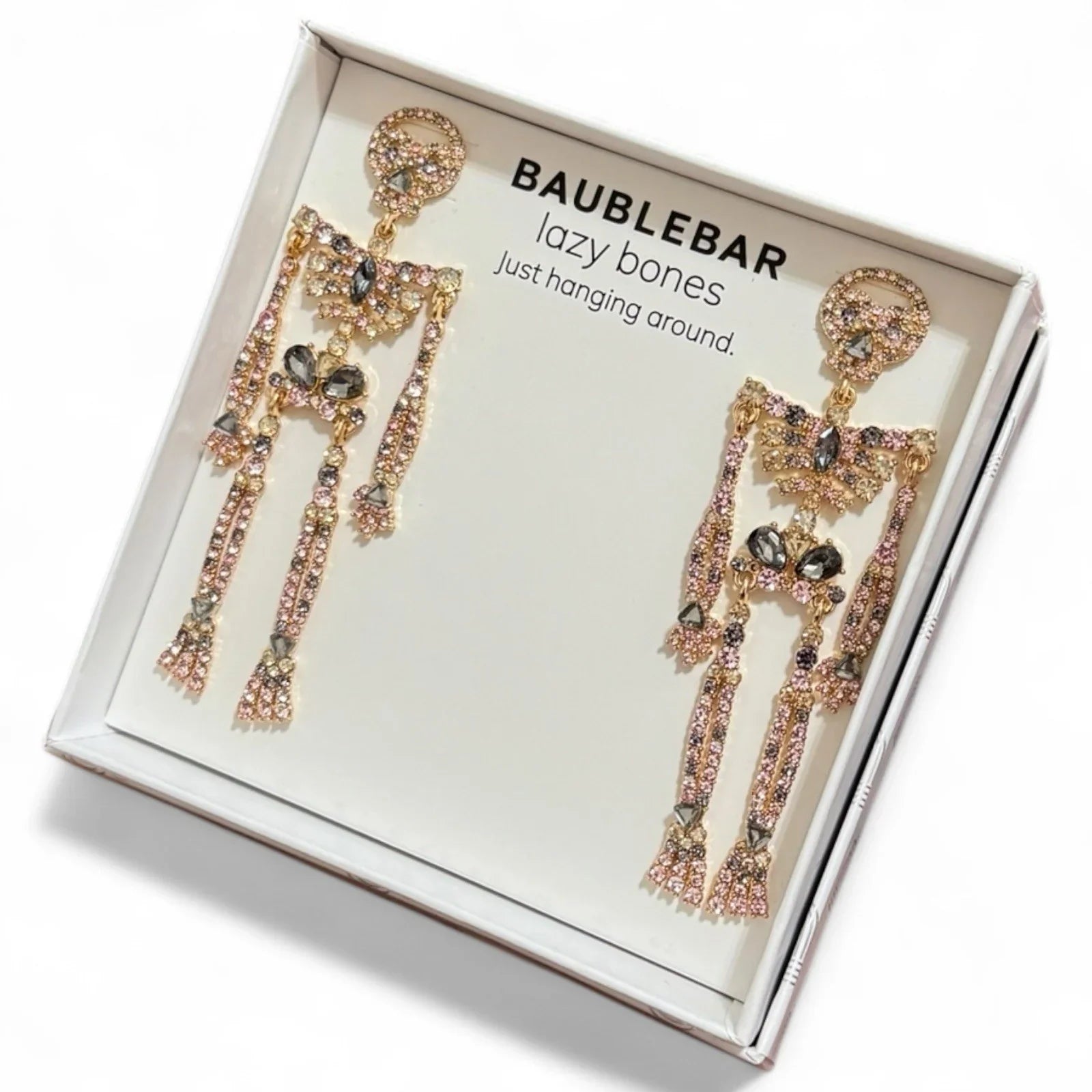 BaubleBar Rhinestone Skeleton Earrings – Halloween Statement Jewelry - Trendiez U ♥
