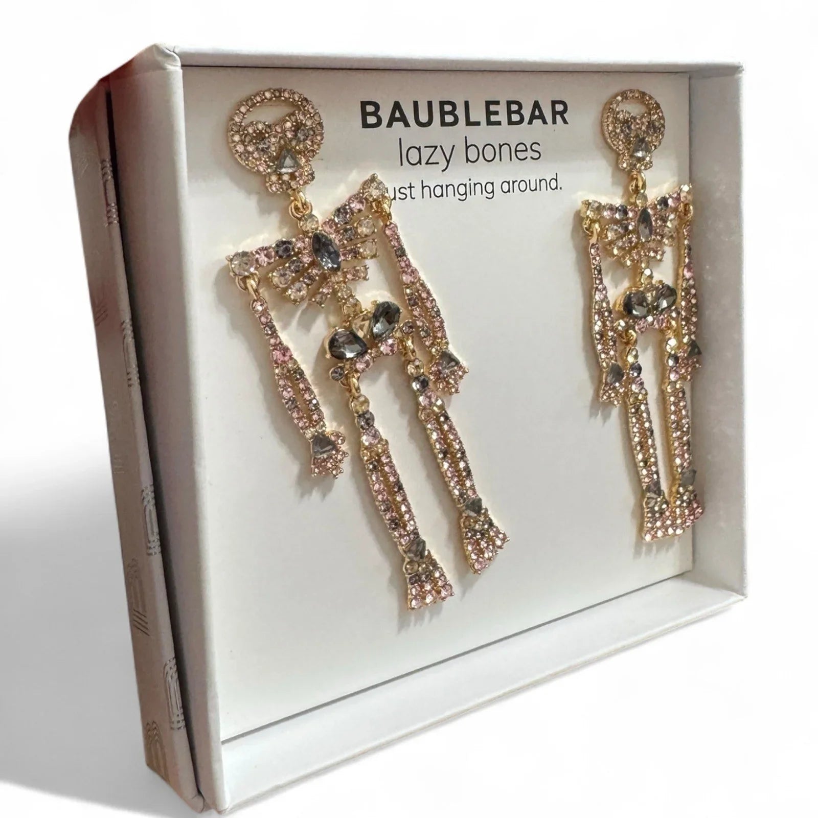 BaubleBar Rhinestone Skeleton Earrings – Halloween Statement Jewelry - Trendiez U ♥