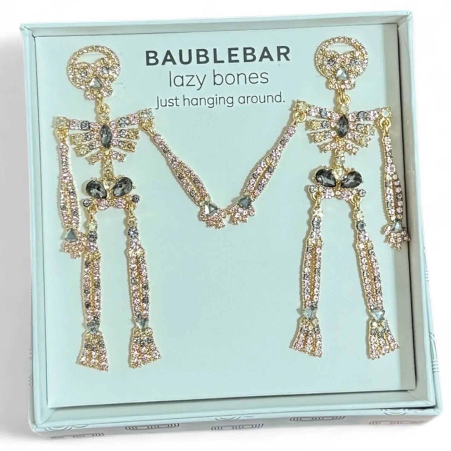 BaubleBar Rhinestone Skeleton Earrings – Halloween Statement Jewelry - Trendiez U ♥