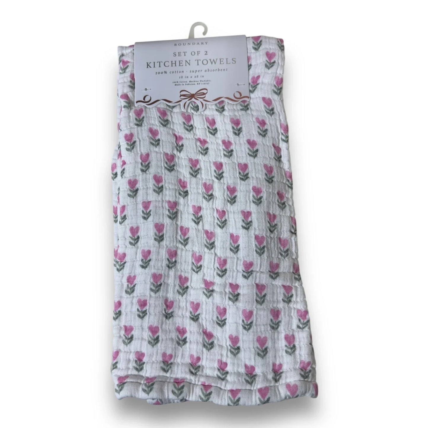 Boundary Pink Floral Hearts 100% Cotton Absorbent Kitchen Towels - Trendiez U ♥