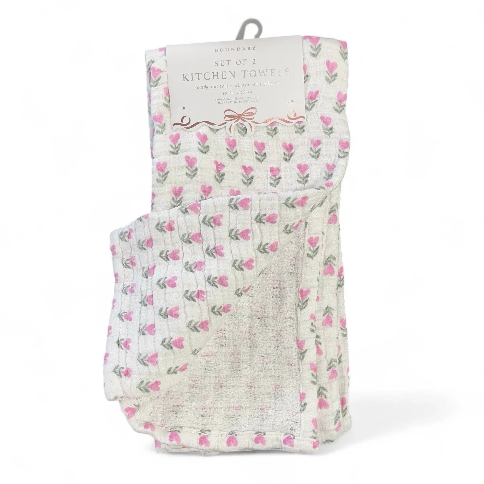 Boundary Pink Floral Hearts 100% Cotton Absorbent Kitchen Towels - Trendiez U ♥