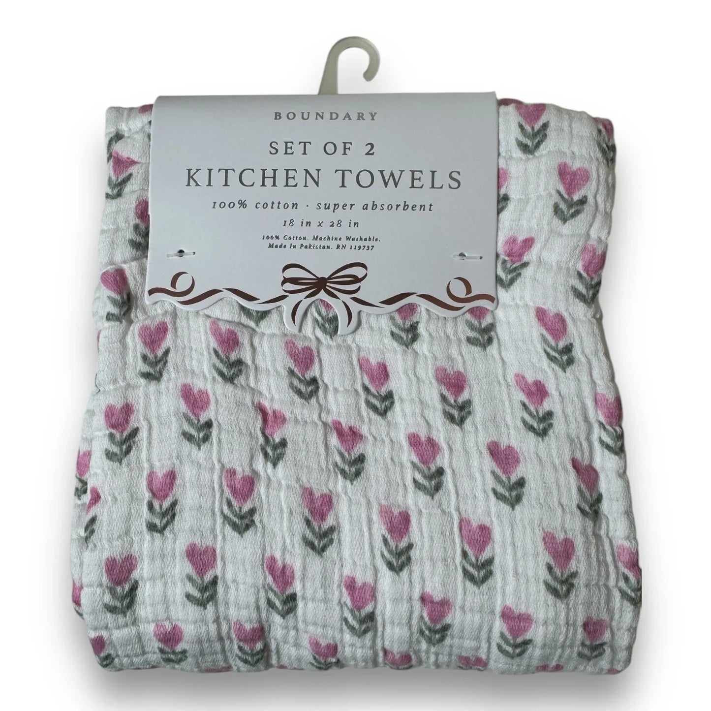 Boundary Pink Floral Hearts 100% Cotton Absorbent Kitchen Towels - Trendiez U ♥