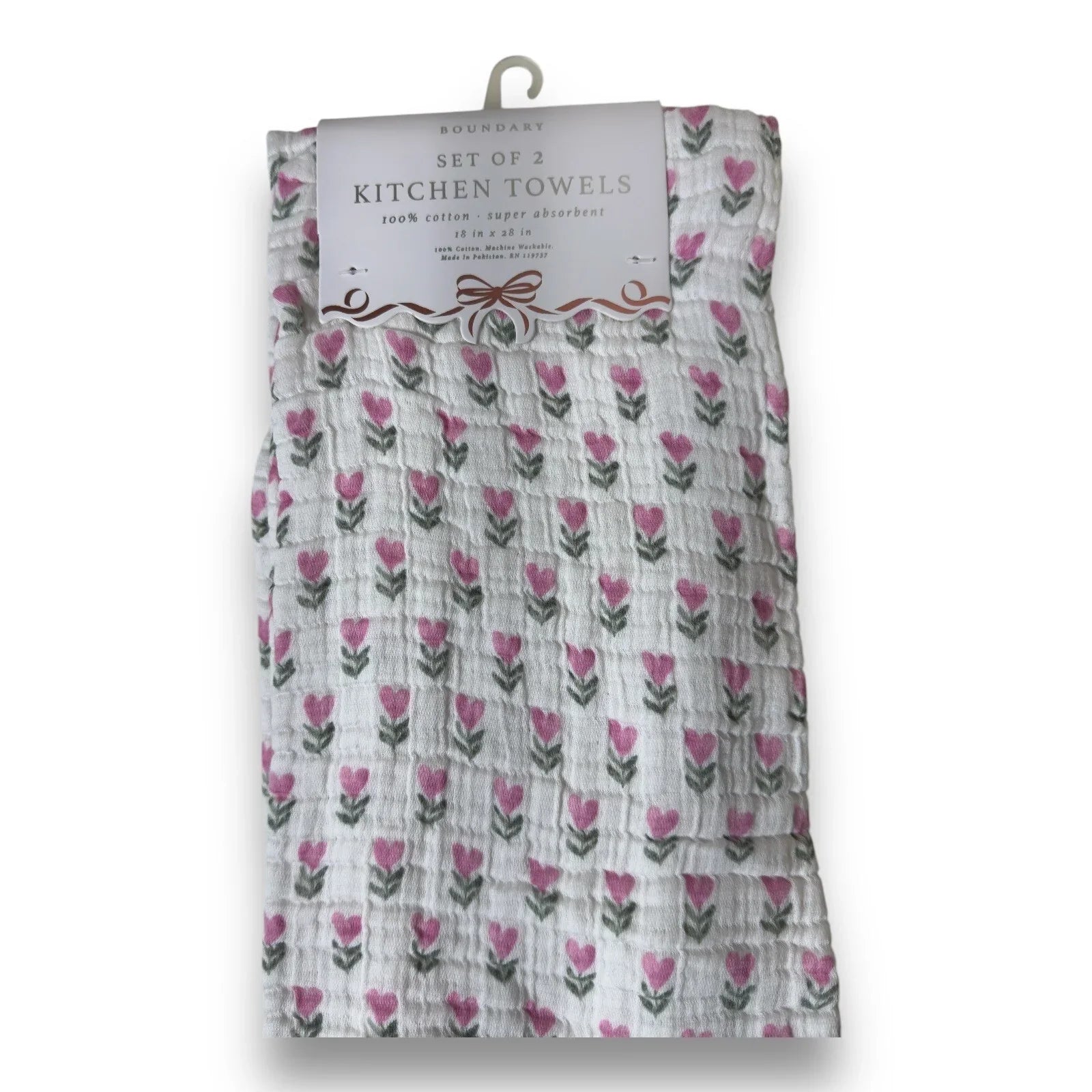 Boundary Pink Floral Hearts 100% Cotton Absorbent Kitchen Towels - Trendiez U ♥