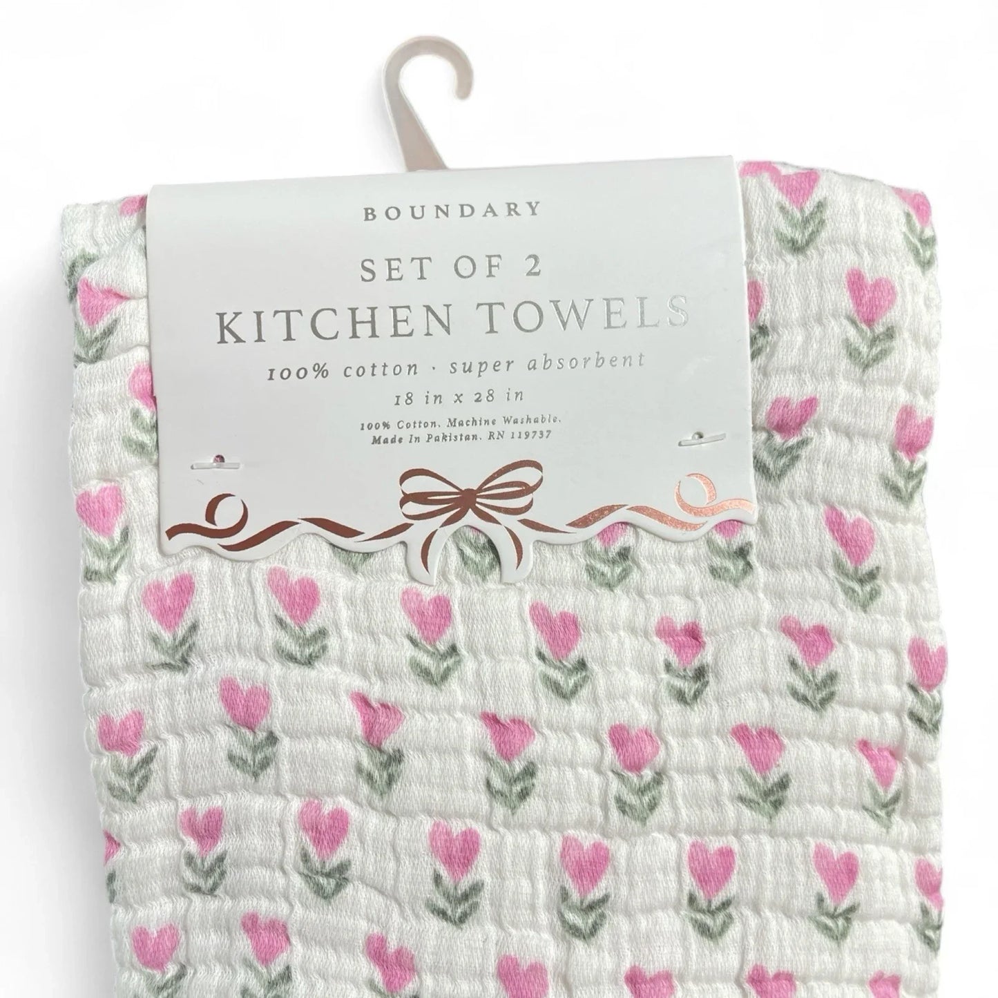 Boundary Pink Floral Hearts 100% Cotton Absorbent Kitchen Towels - Trendiez U ♥