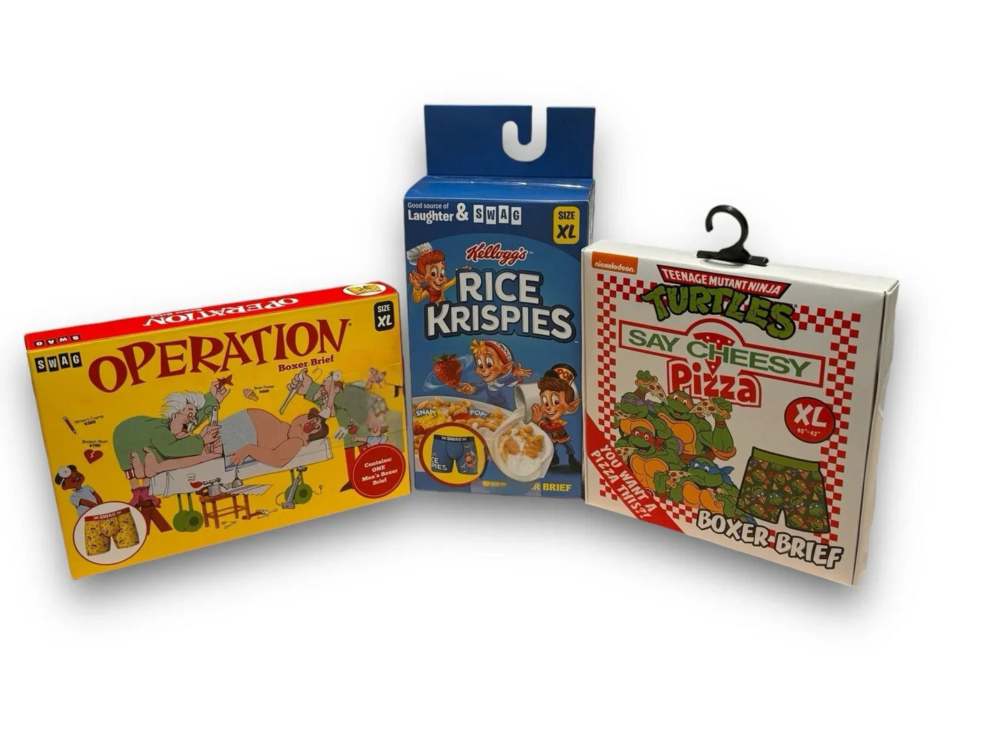 Boxer Briefs Gift Pk Set Of 3 Themed Boxers Sz XL Turtles, Rice Krispies Operate - Trendiez U ♥