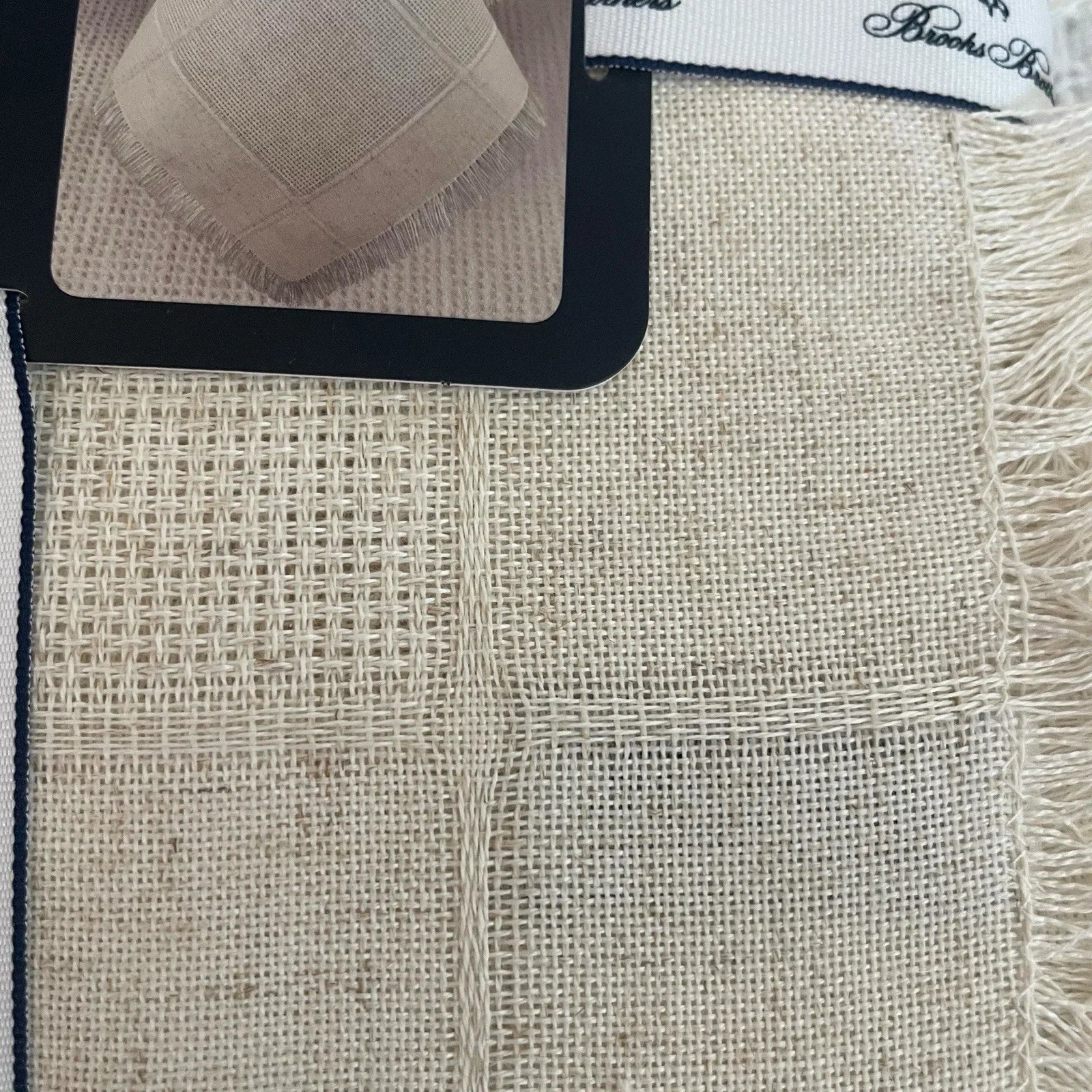 Brooks Brothers Cream Tablecloth Oblong 60”x102” Fringed Trims Classic Elegant - Trendiez U ♥