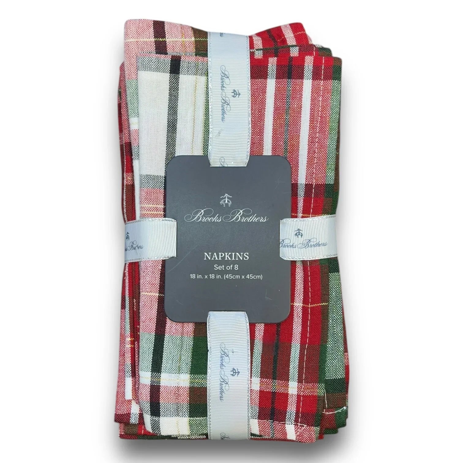 Brooks Brothers Table Napkins Christmas Plaid Cloth Holiday Red Green White Gold - Trendiez U ♥